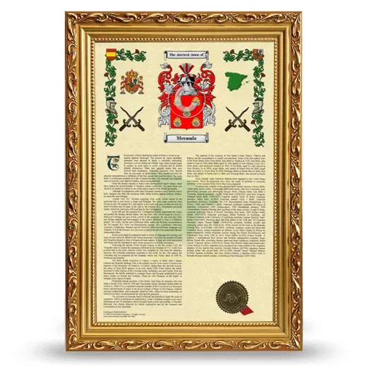 Meranda Armorial History Framed - Gold
