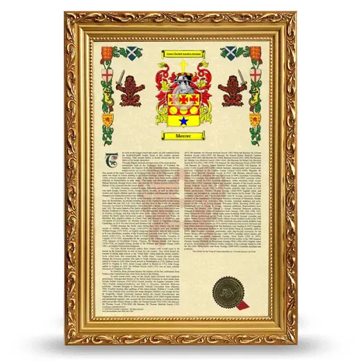 Mercer Armorial History Framed - Gold