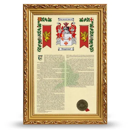 Mergatroyd Armorial History Framed - Gold
