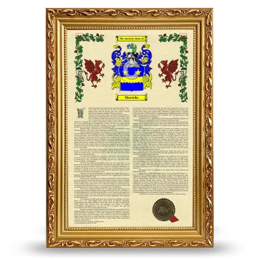 Merricks Armorial History Framed - Gold