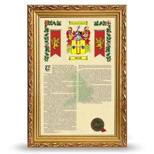 Merrill Armorial History Framed - Gold