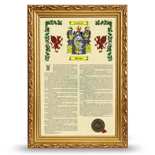 Mervine Armorial History Framed - Gold