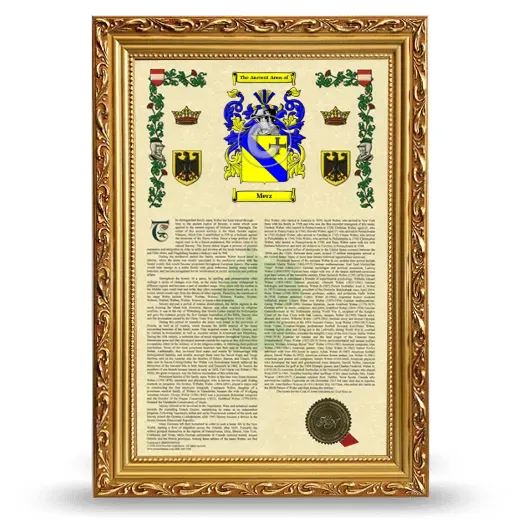 Merz Armorial History Framed - Gold