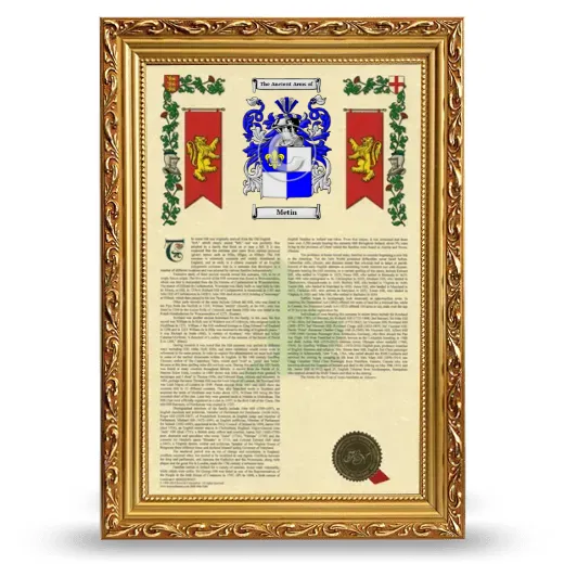 Metin Armorial History Framed - Gold