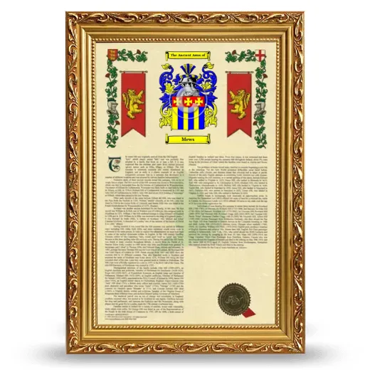 Mews Armorial History Framed - Gold