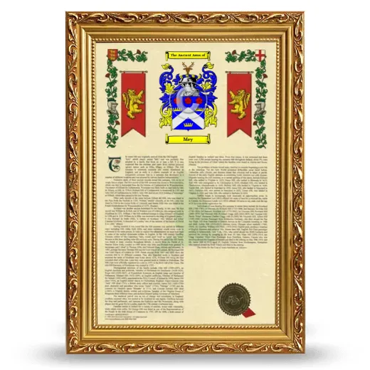 Mey Armorial History Framed - Gold