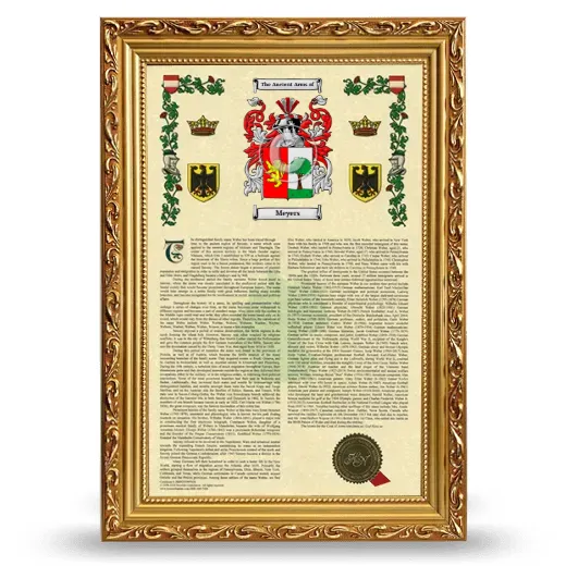 Meyers Armorial History Framed - Gold