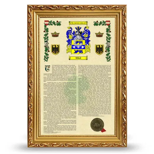 Mikol Armorial History Framed - Gold