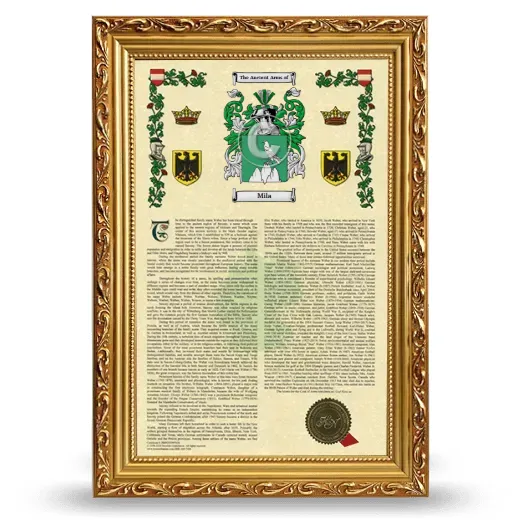 Mila Armorial History Framed - Gold