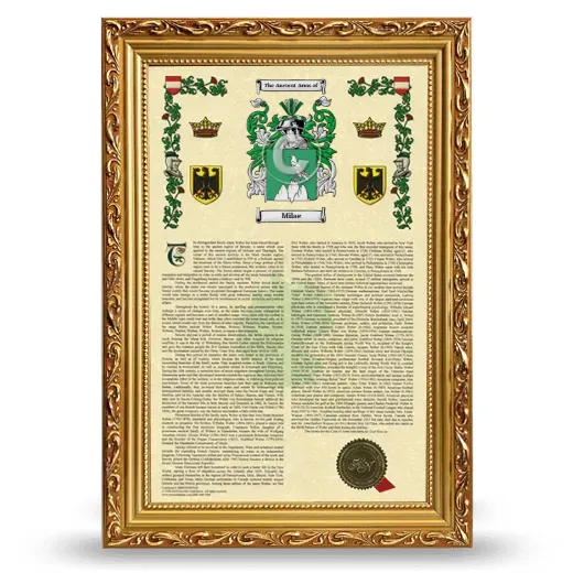 Milae Armorial History Framed - Gold