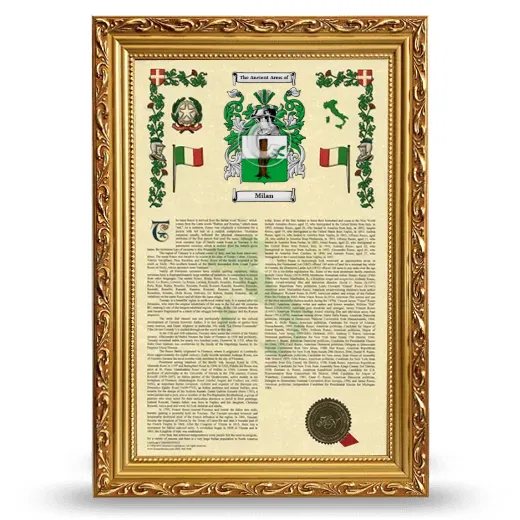 Milan Armorial History Framed - Gold