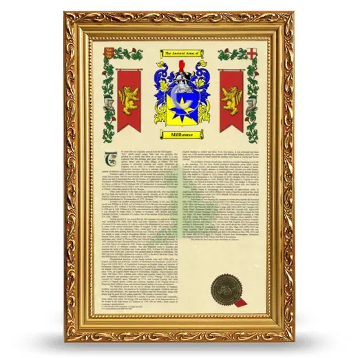 Millhouse Armorial History Framed - Gold