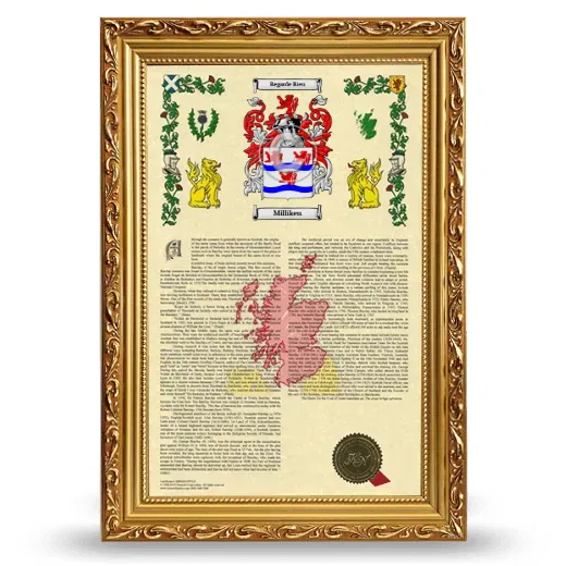 Milliken Armorial History Framed - Gold