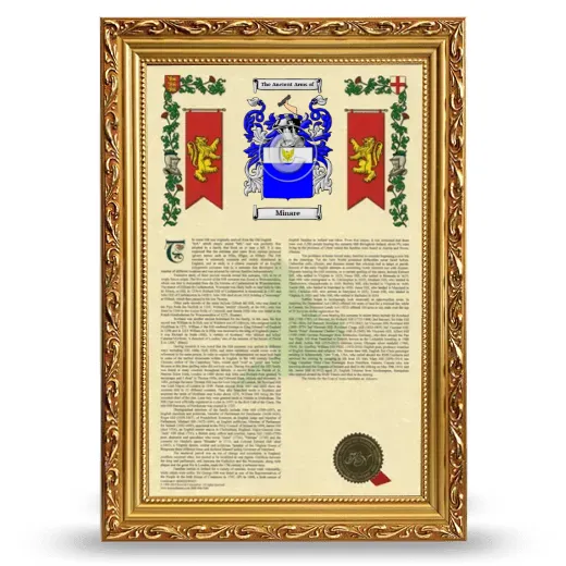 Minare Armorial History Framed - Gold