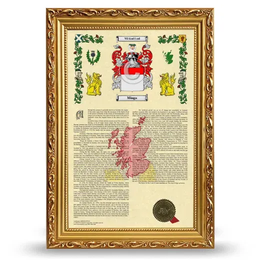 Minga Armorial History Framed - Gold