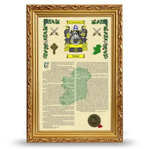Mitchel Armorial History Framed - Gold