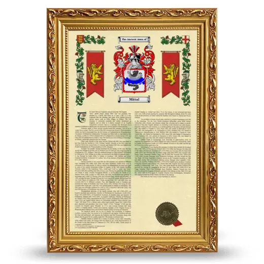 Mittal Armorial History Framed - Gold