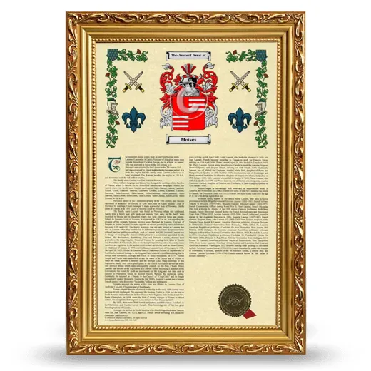 Moises Armorial History Framed - Gold