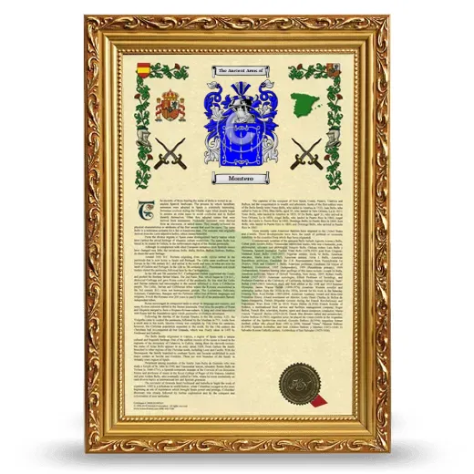Montero Armorial History Framed - Gold