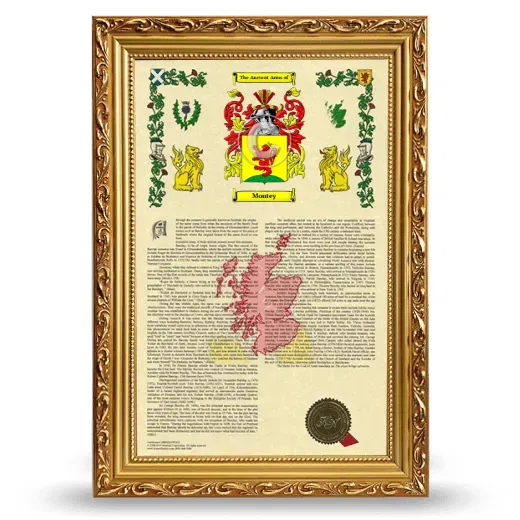 Montey Armorial History Framed - Gold