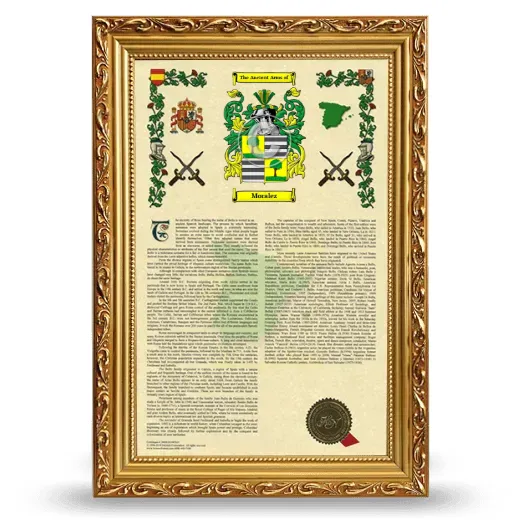 Moralez Armorial History Framed - Gold
