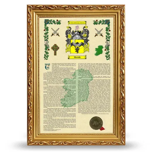 Morish Armorial History Framed - Gold