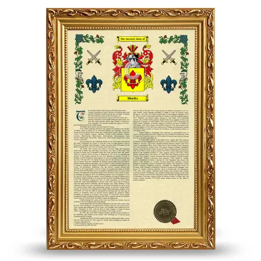 Moritz Armorial History Framed - Gold