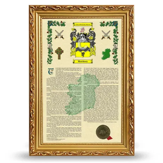 Morrissey Armorial History Framed - Gold