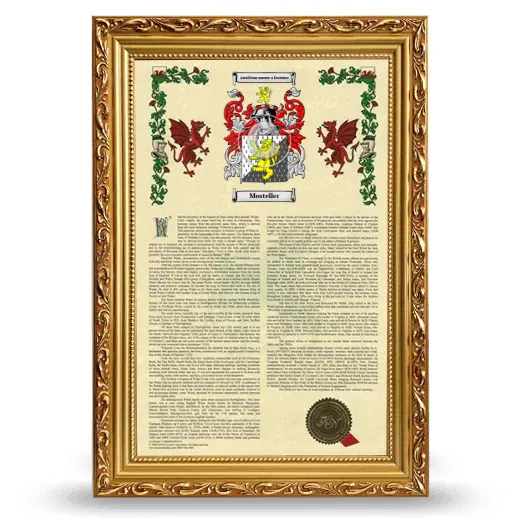 Mosteller Armorial History Framed - Gold