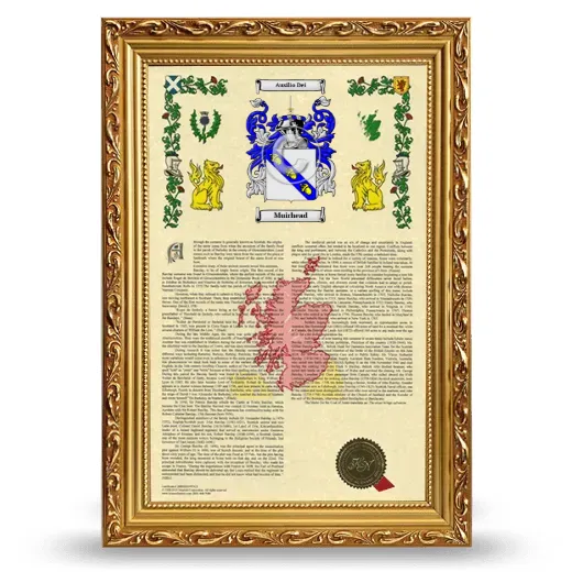 Muirhead Armorial History Framed - Gold