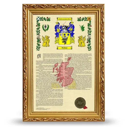 Mulone Armorial History Framed - Gold