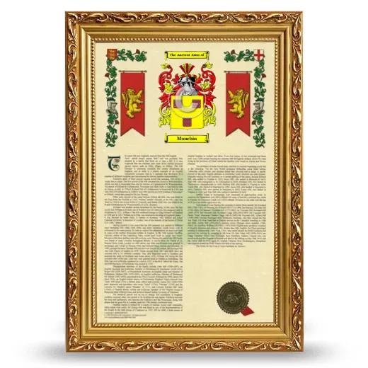 Munchin Armorial History Framed - Gold