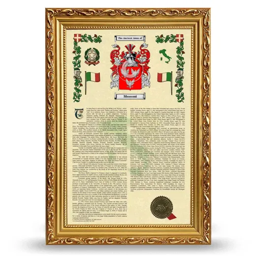 Mussoni Armorial History Framed - Gold