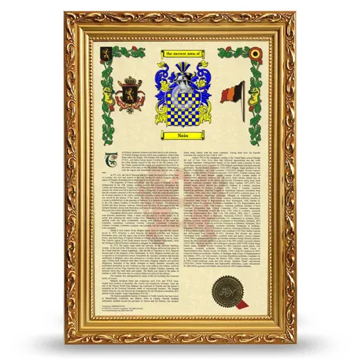 Nain Armorial History Framed - Gold