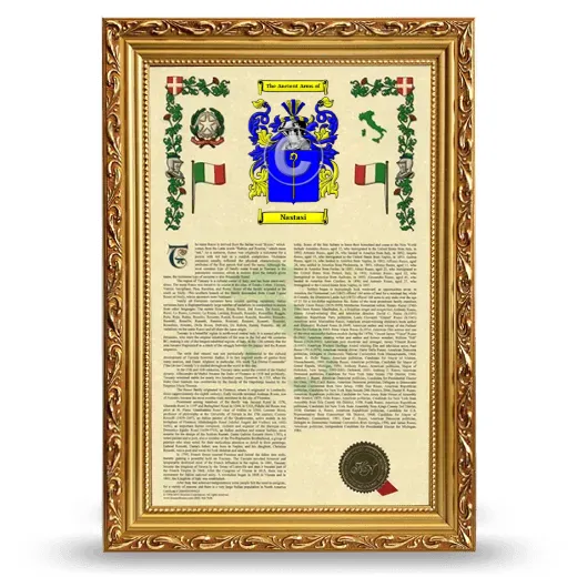 Nastasi Armorial History Framed - Gold