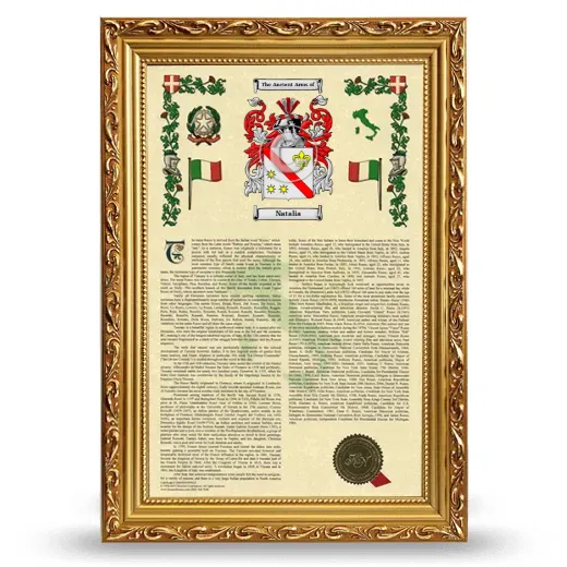 Natalia Armorial History Framed - Gold
