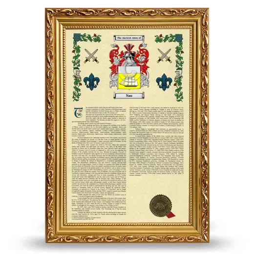 Nau Armorial History Framed - Gold