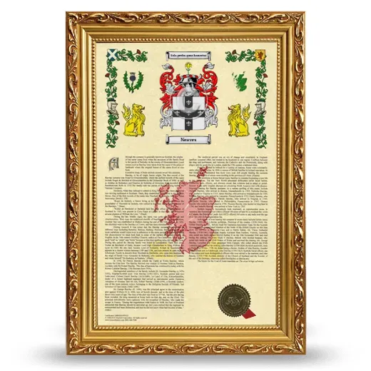 Neaves Armorial History Framed - Gold