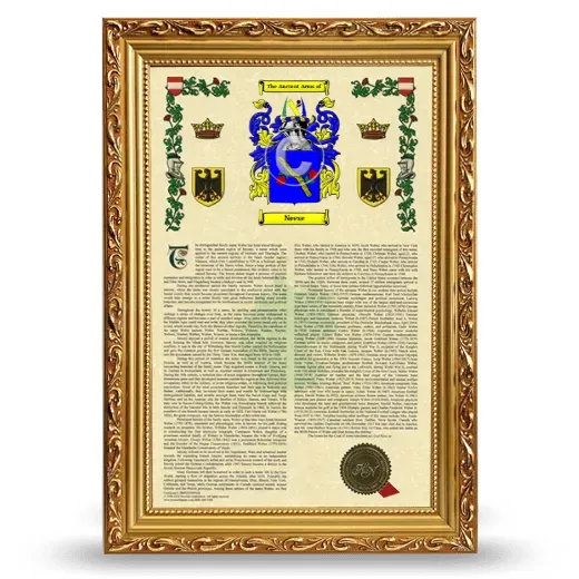 Neese Armorial History Framed - Gold