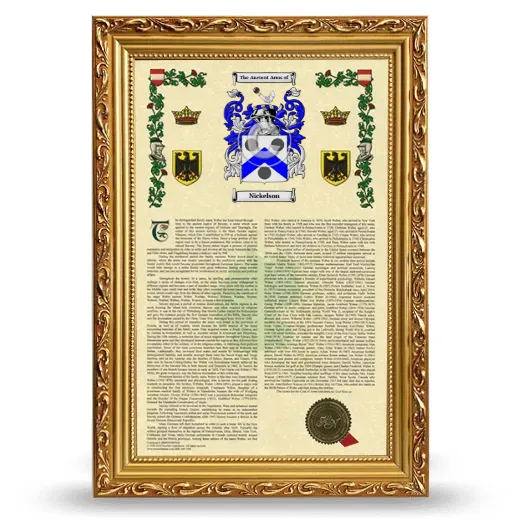 Nickelson Armorial History Framed - Gold
