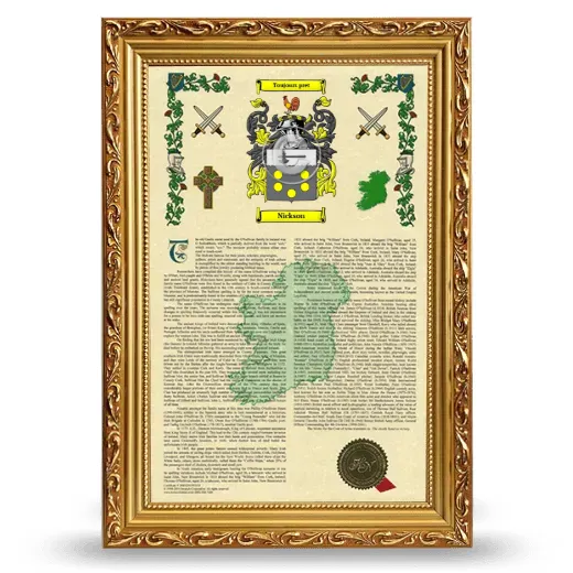Nickson Armorial History Framed - Gold