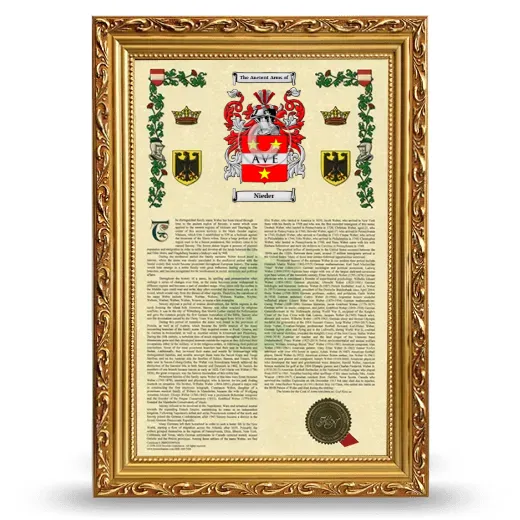 Nieder Armorial History Framed - Gold