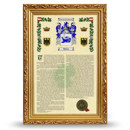 Nielsen Armorial History Framed - Gold