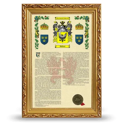 Nielsen Armorial History Framed - Gold