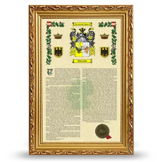 Nietzsche Armorial History Framed - Gold