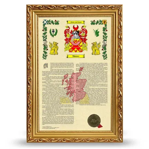 Nimmo Armorial History Framed - Gold