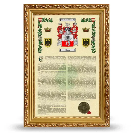 Nims Armorial History Framed - Gold
