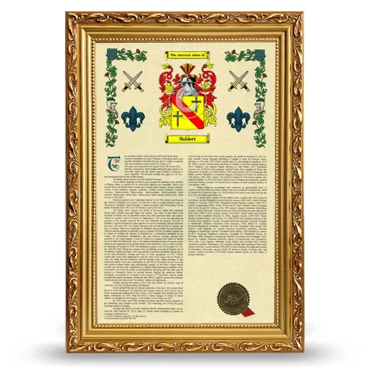 Noblett Armorial History Framed - Gold