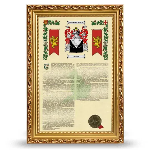 Nodds Armorial History Framed - Gold