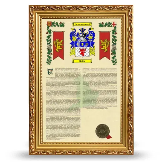 Noftle Armorial History Framed - Gold